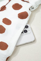 White Polka Dot Printed V Neck Short Sleeve Tie Waist Midi Dress