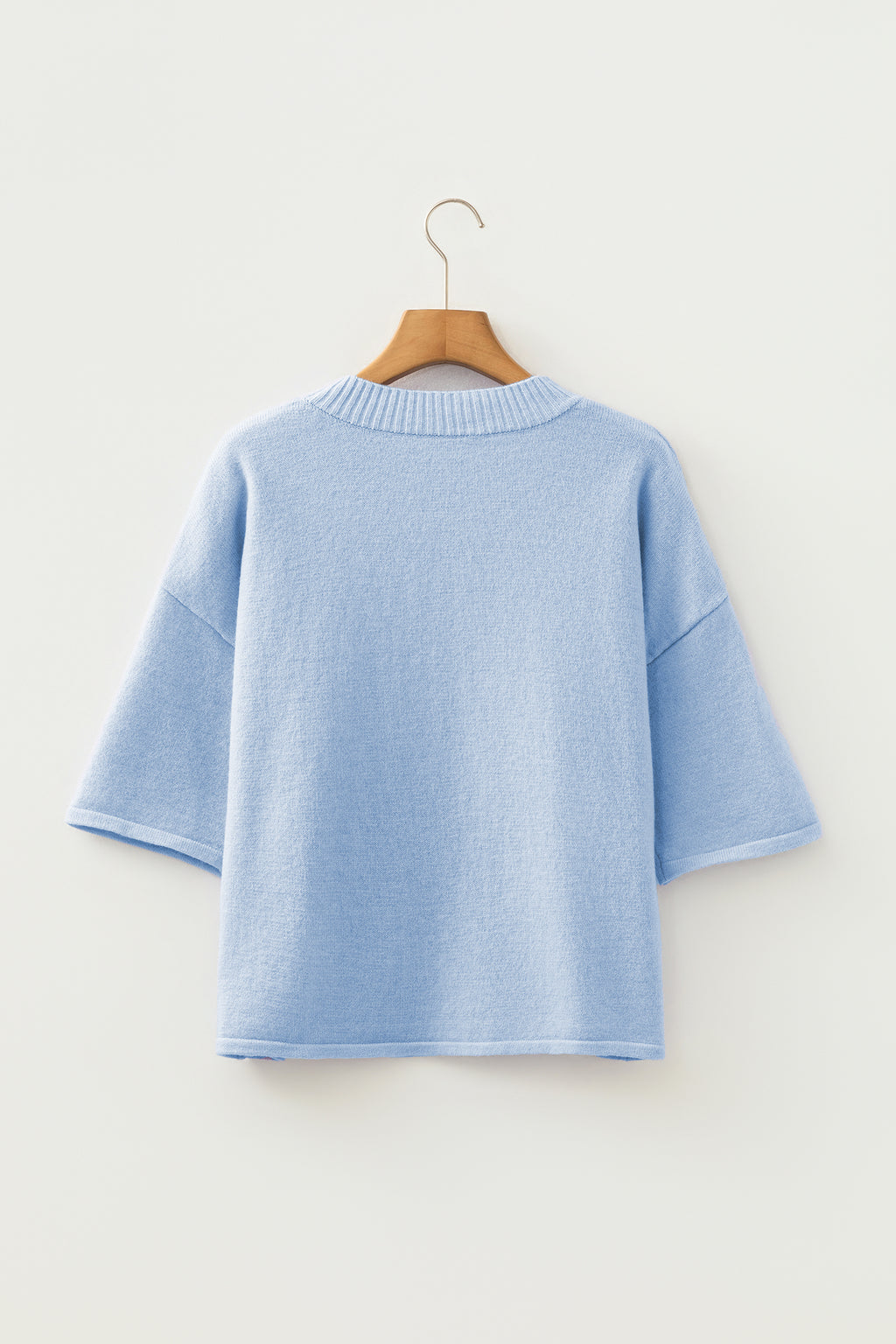 3/4 Sleeve Boxy Knit Button Down Sweater Cardigan