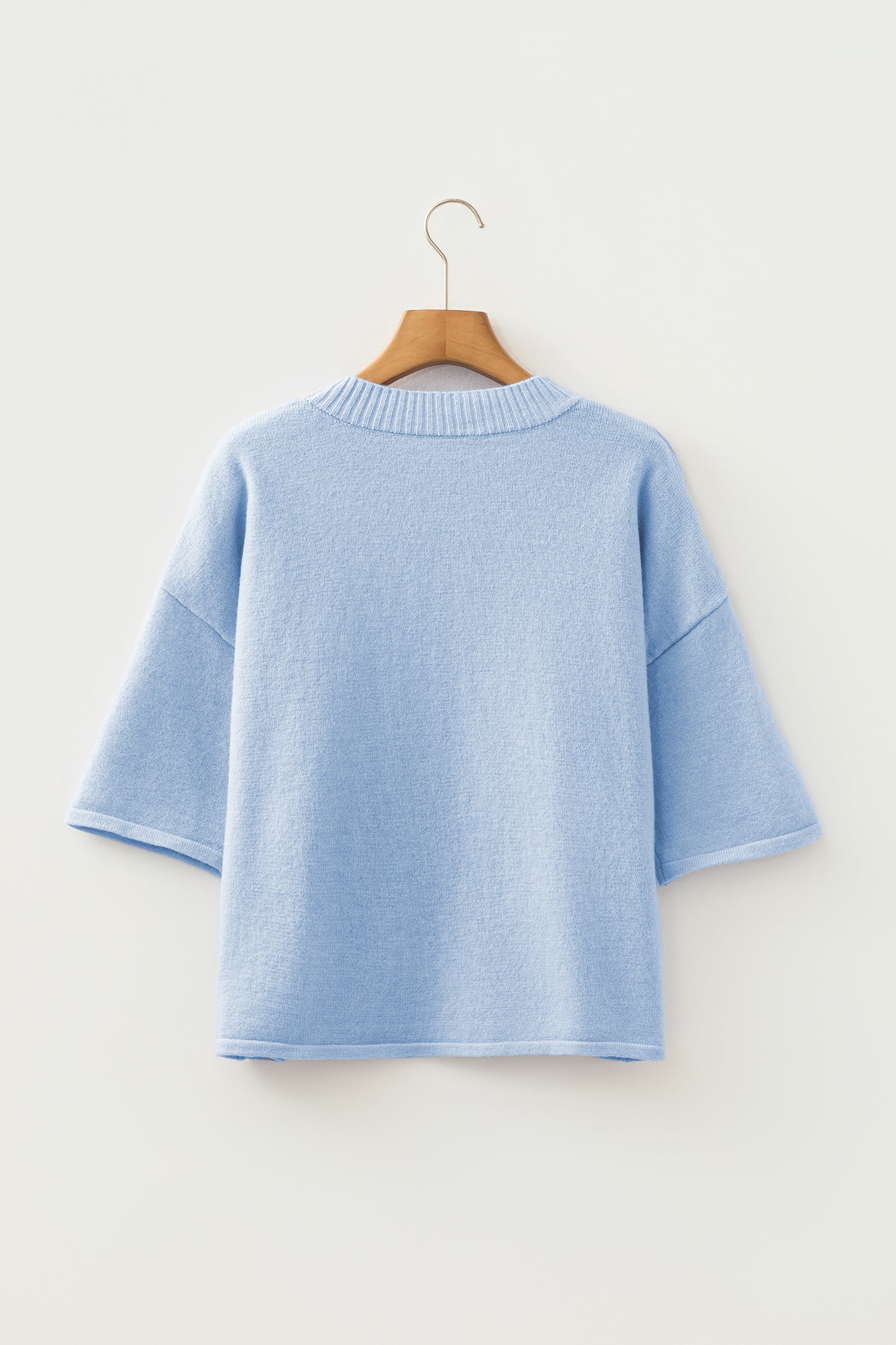 3/4 Sleeve Boxy Knit Button Down Sweater Cardigan
