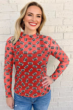 Game Day Rugby Mesh Sheer Long Sleeve Top