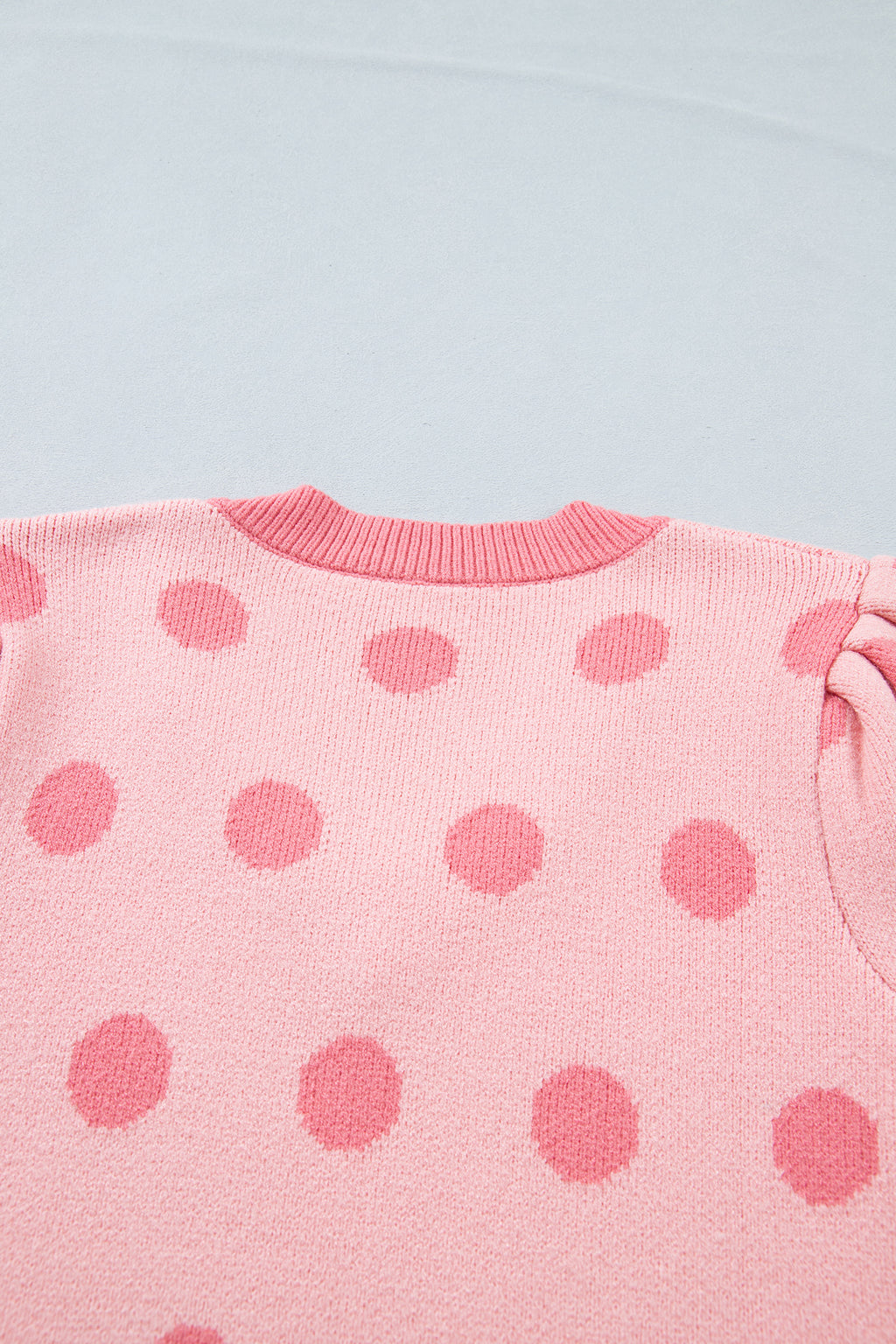 Polka Dot Puff Short Sleeve Sweater Top