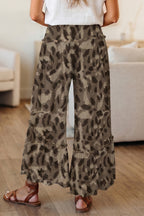 Camo Print Wide Leg Casual Pants