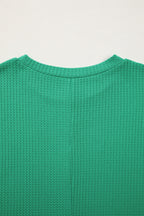 Waffle Textured Knit Dolman Short Sleeve Loose Top