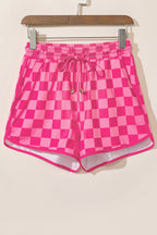 Checkered Drawstring Elastic Waist Casual Shorts