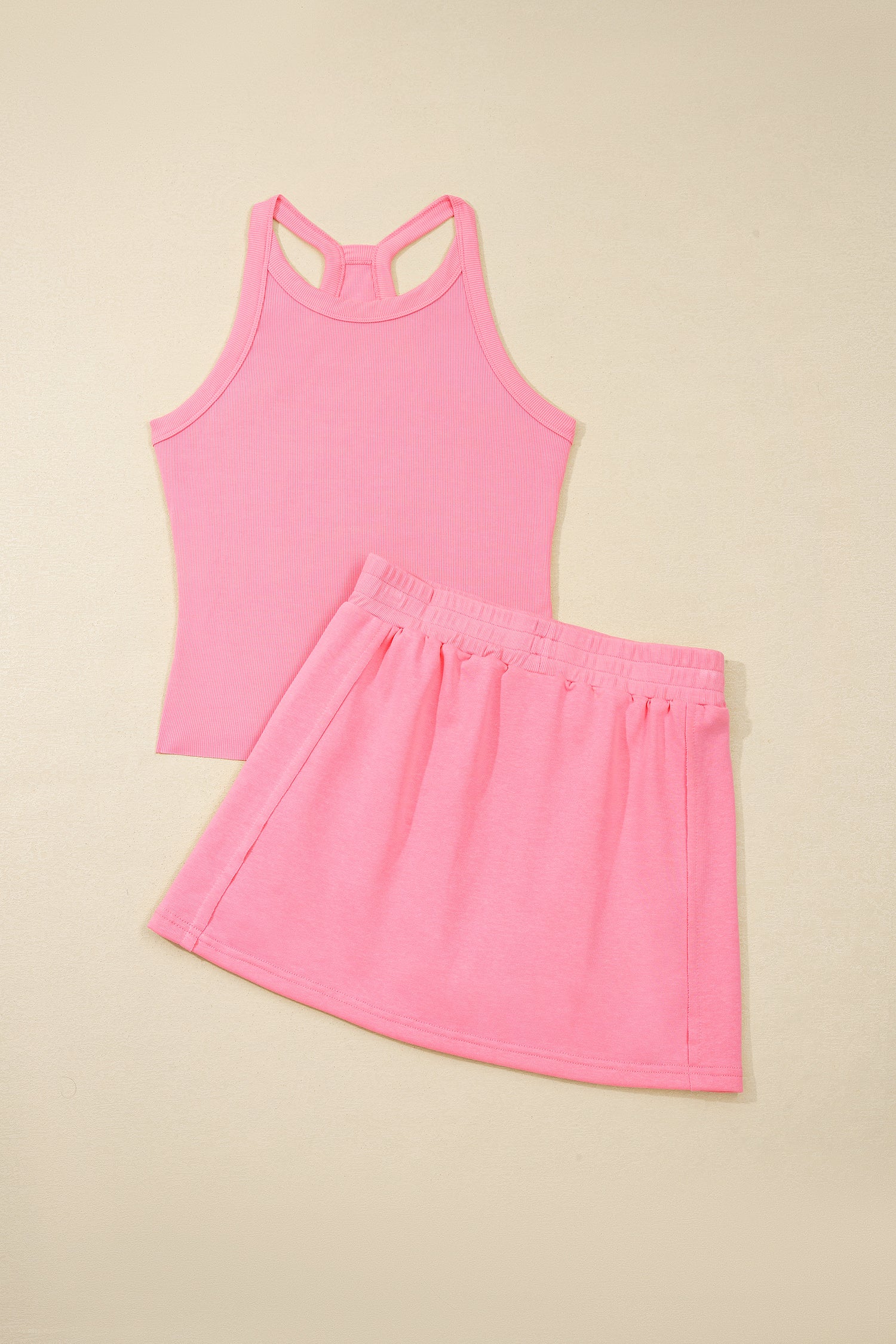 Slim Tank Top Elastic Waist Mini Skort 2pcs Outfit