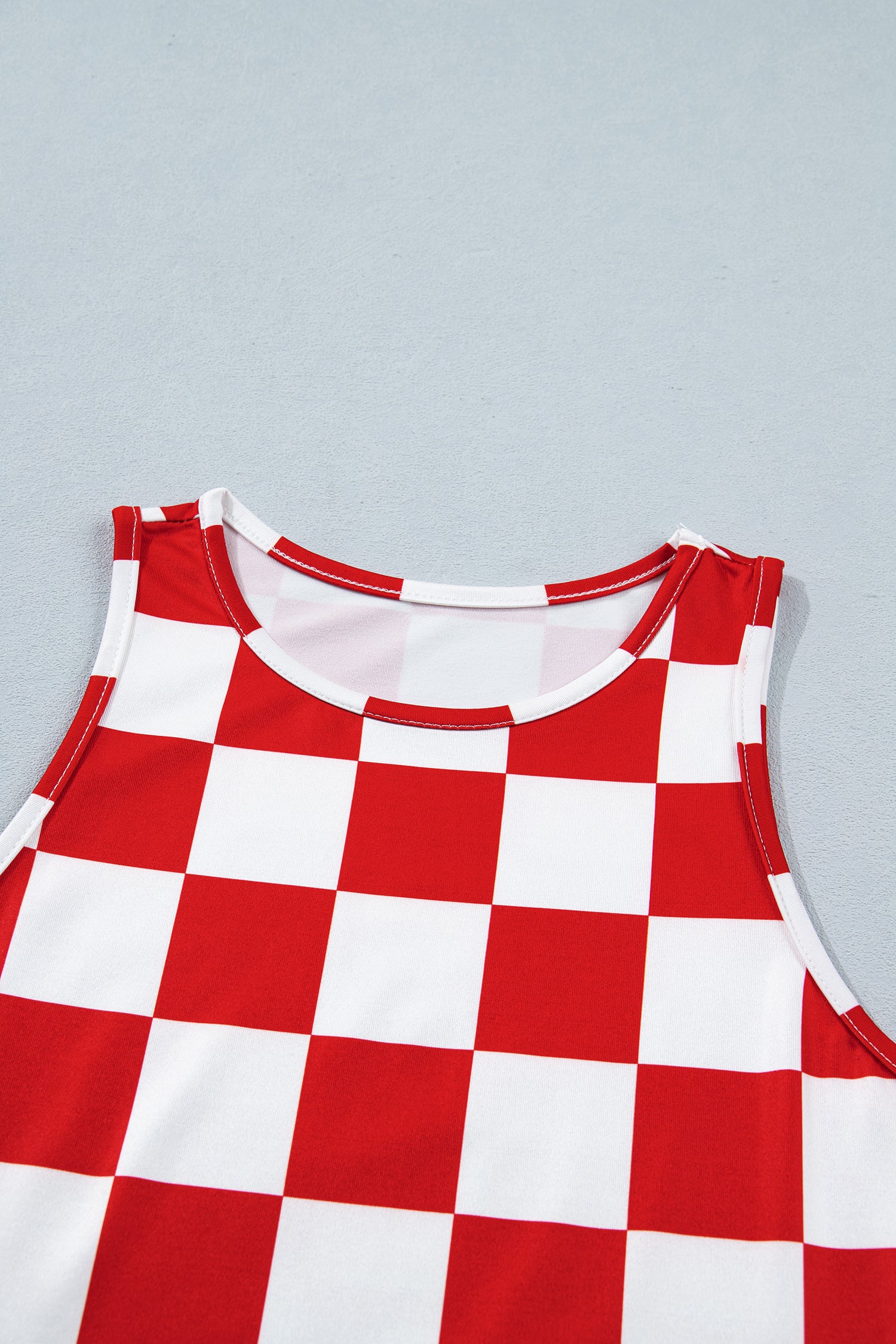 Checkerboard Printed Slim Tank Top