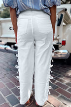 Bow Knot Side Detail Straight Leg Loose Jeans