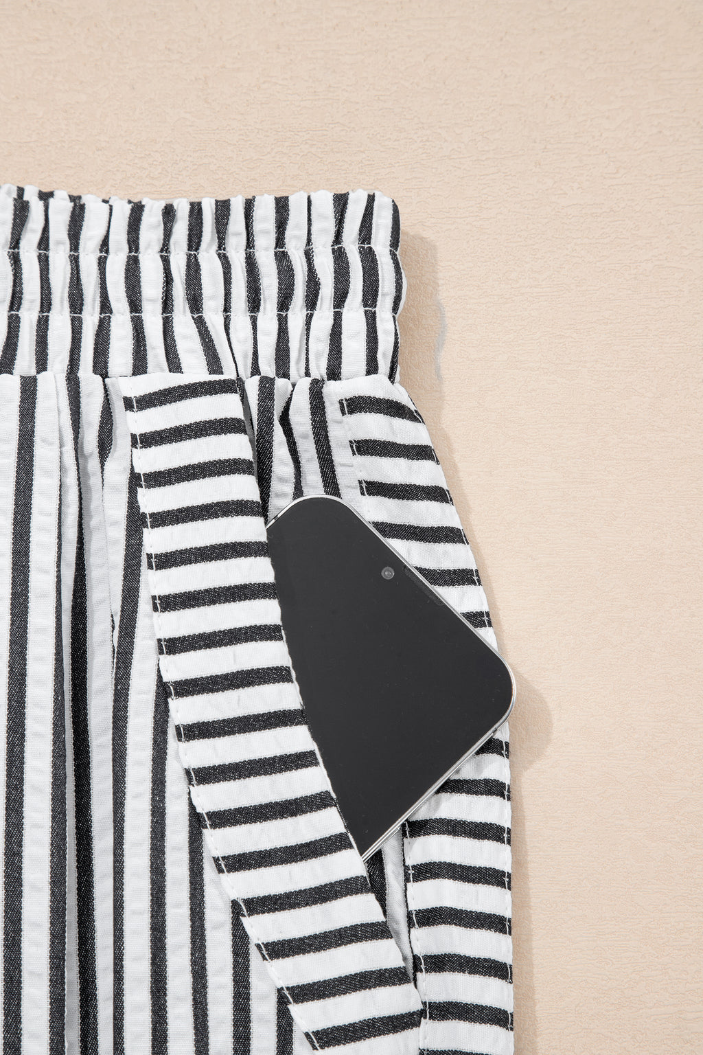 Black Stripe Wide Leg Casual Pants