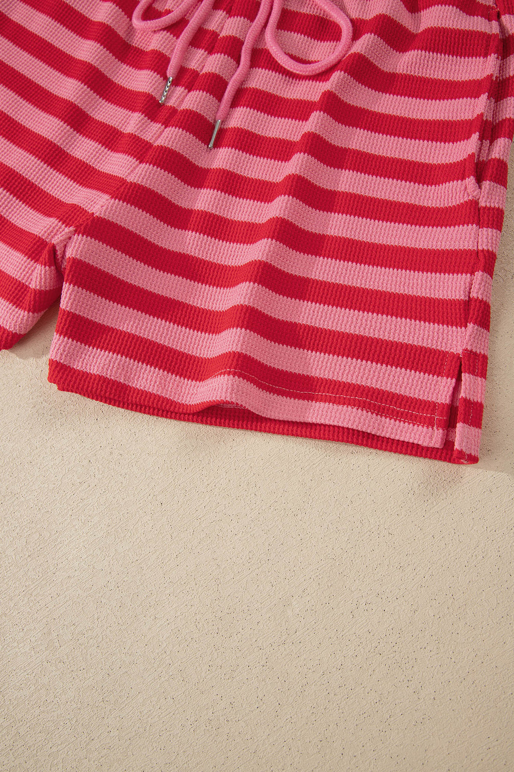 Striped Puff Short Sleeve T Shirt Matching Shorts Set