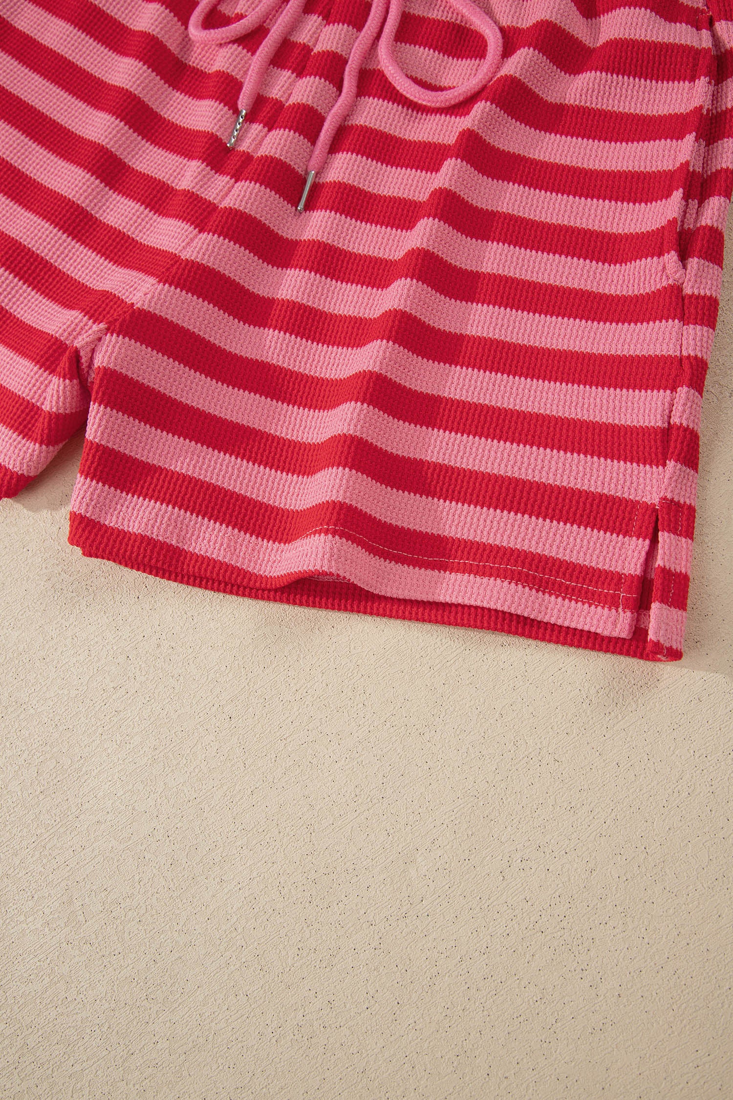 Striped Puff Short Sleeve T Shirt Matching Shorts Set