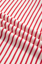 Striped Quarter Zip Polo Collar T Shirt Dress with Pockets