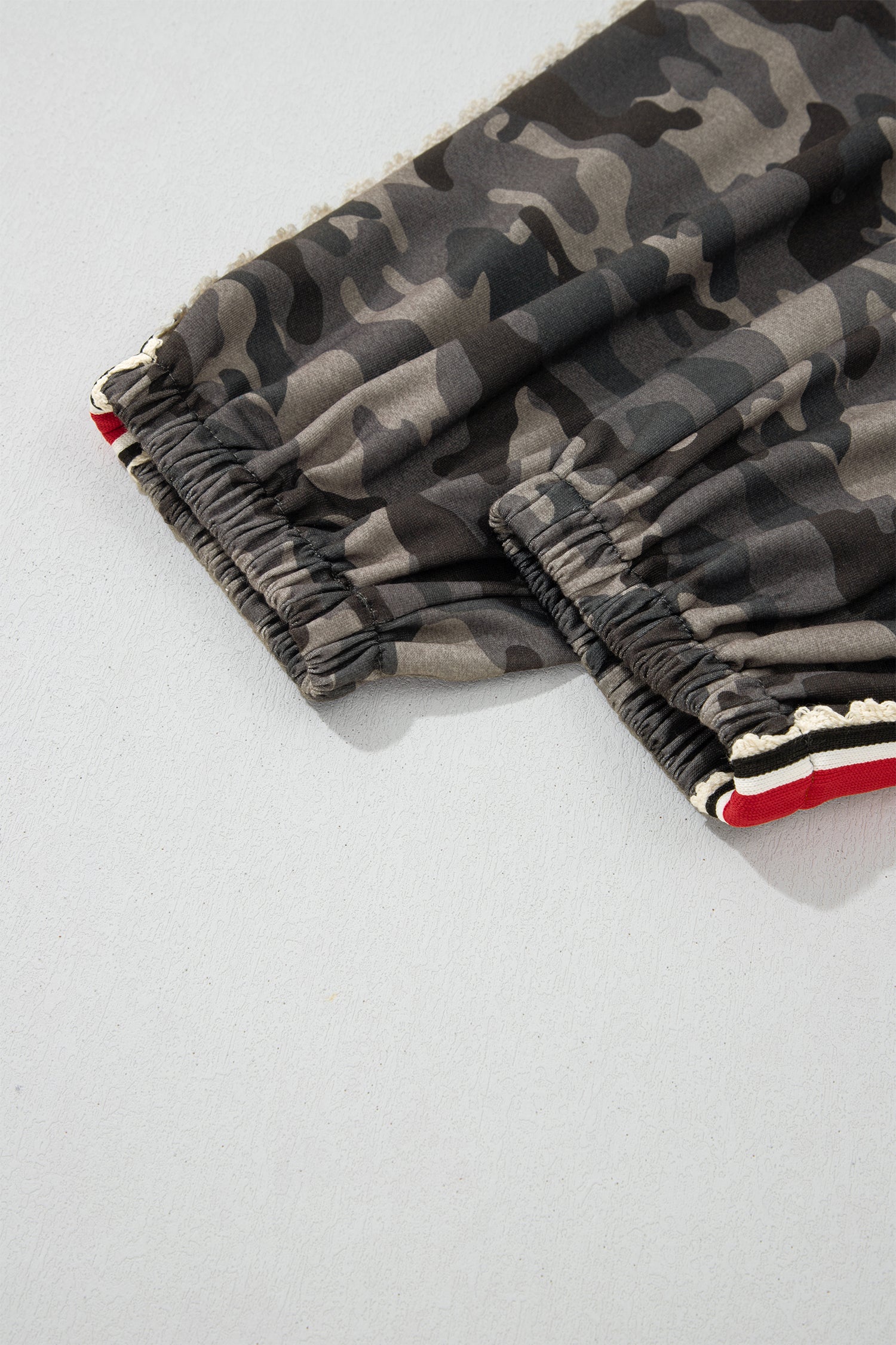 Camouflage Print Striped Side Panel Patchwork Drawstring Pants