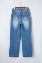 Myosotis Acid Washed Straight Leg Full Length Casual Jeans