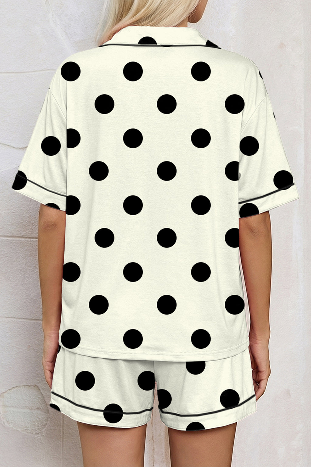Camouflage Print Lapel Shirt Drawstring 2pcs Short Pyjama Set