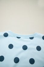 Ribbed Trim Polka Dot Print Tank Split Mini Skort 2pcs Set