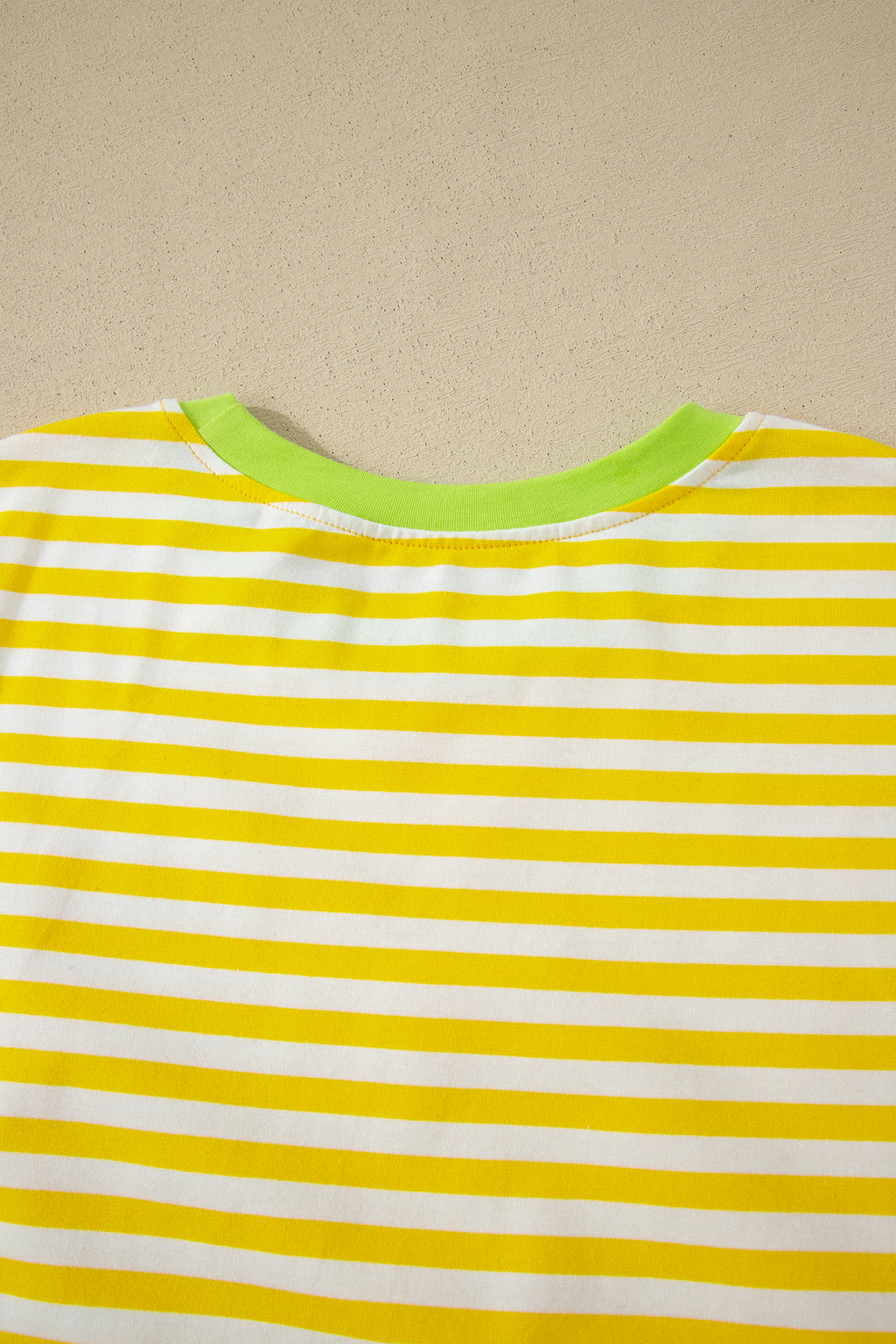 Striped Contrast Neck Loose Tee and Drawstring Shorts Set