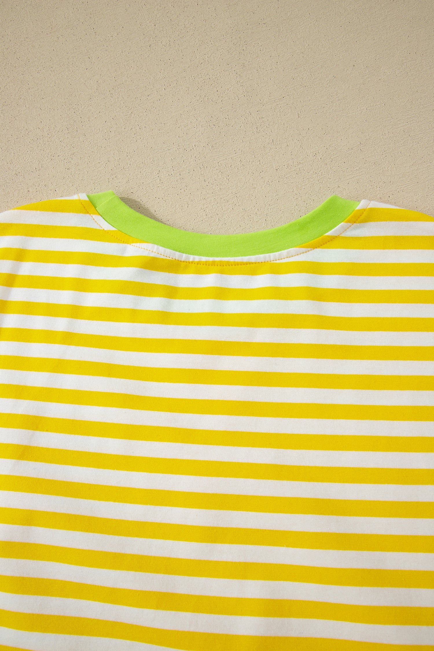 Striped Contrast Neck Loose Tee and Drawstring Shorts Set