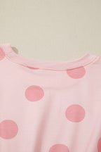Polka Dot Printed Long Sleeve Flared Mini Dress