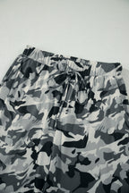 Green Camouflage Print Drawstring Casual Pants