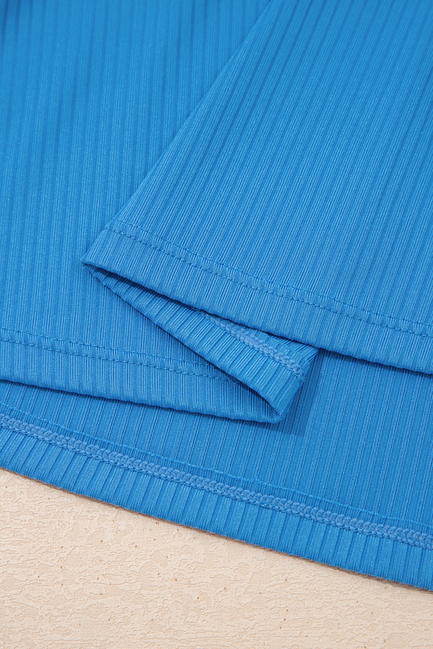 Color Block Edge Ribbed Pocketed Lined Swim Dress