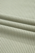 Waffle Knit Seam Detail Color Block Patchwork Short Sleeve Top