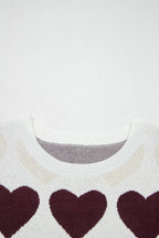 White Valentine Heart Short Sleeve Sweater