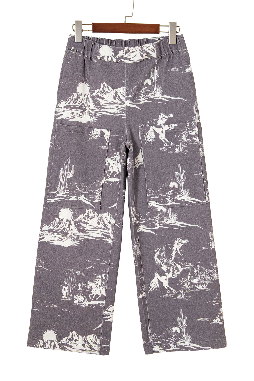 Grey Wild West Riding Vintage Printed Shift Jeans