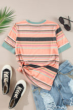 Multicolor Stripes Crew Neck T Shirt