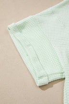 V Neck Short Sleeve Plus Size Waffle Knit Top