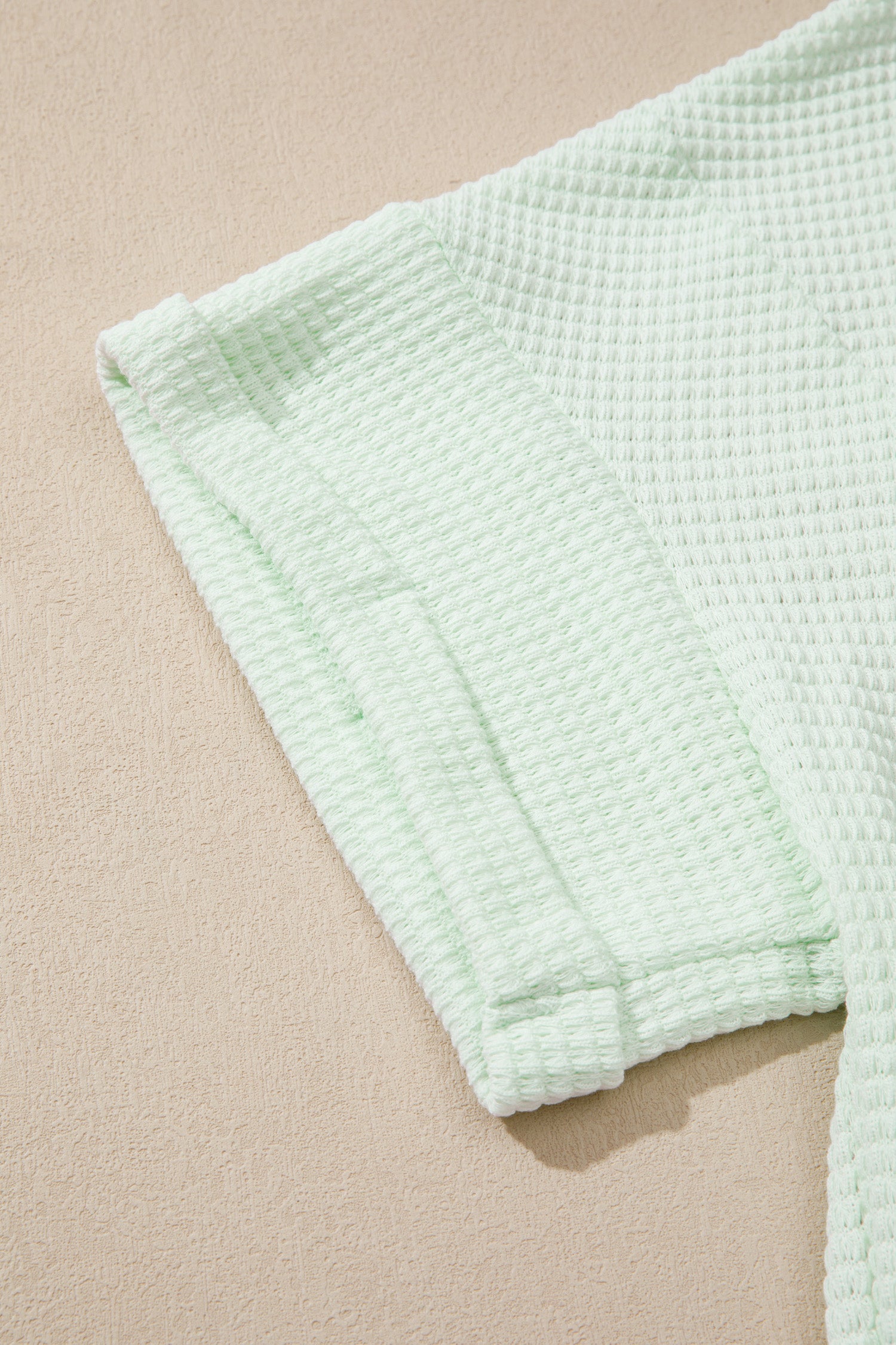 V Neck Short Sleeve Plus Size Waffle Knit Top