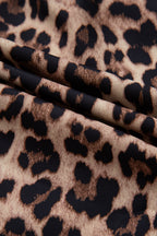 Brown Leopard Print Button Down Lace Trim Short Sleeve Shirt