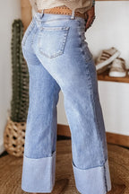 Beau Blue Turn-up Cuffs Womens Loose Jeans