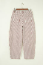 Striped Casual Barrel Jeans