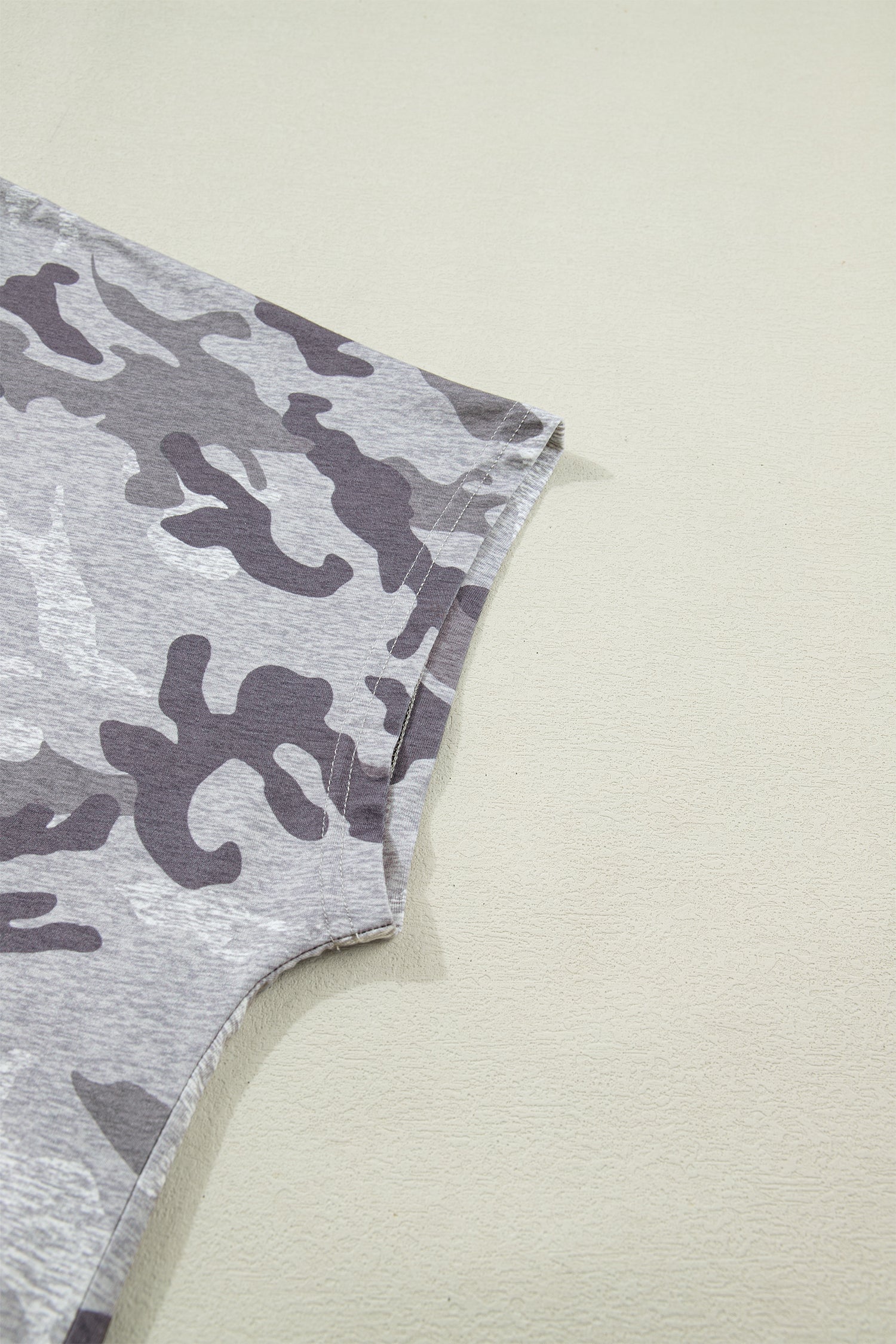 Grey Plus Size Camo Print Casual T Shirt