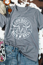 Grey Western Letter Steer Head Graphic Tee