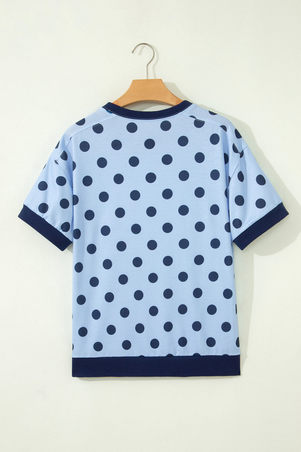 Color Block Trim Polka Dot Casual Tee