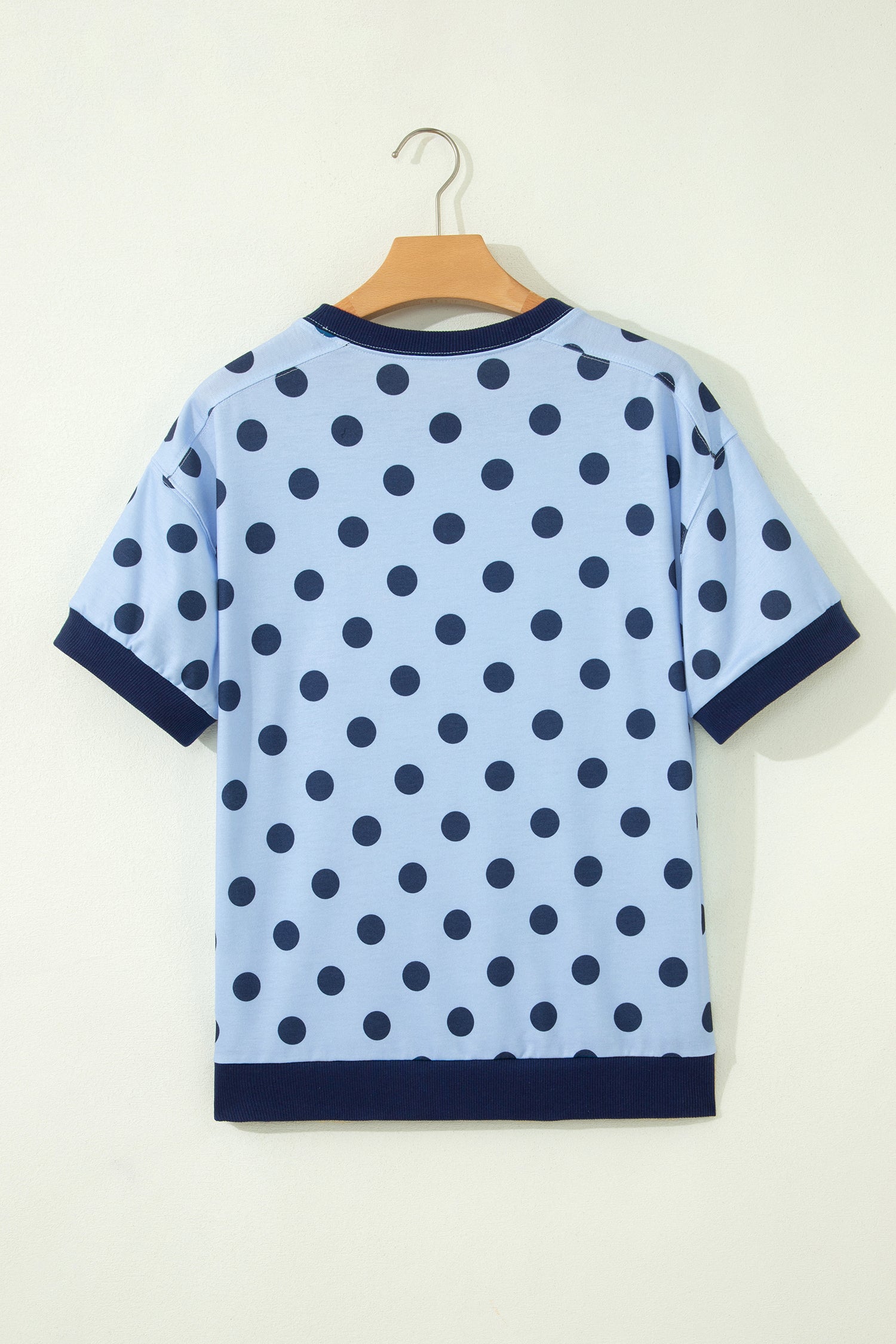 Color Block Trim Polka Dot Casual Tee