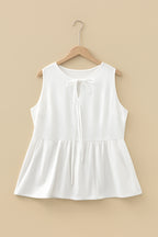 Plus Size Solid Color Bow Tie Peplum Tank Top