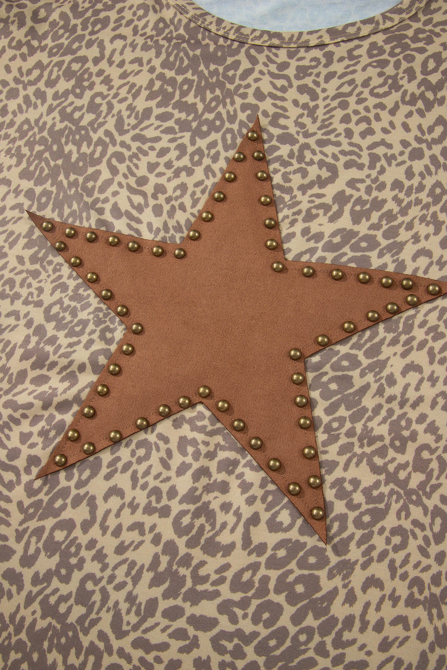 Leopard Retro Studded Star Patch Loose Tee