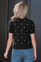 Elegant Polka Dot Bubble Short Sleeve Sweater