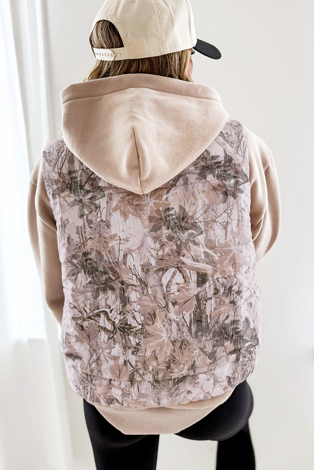 Camo Leaf Print Winter Puffer Vest