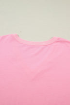 Bonbon V Neck Pleated Short Puff Sleeve Plus Size Blouse