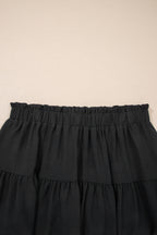 Plus Size Frilled Elastic Waist Lace Trim Boho Ruffled Shorts