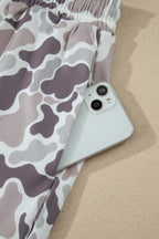 Abstract Camo Elastic Waist Drawstring Mini Skort