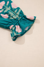 Casual Wild Flower Print V Neck 3/4 Sleeve Blouse