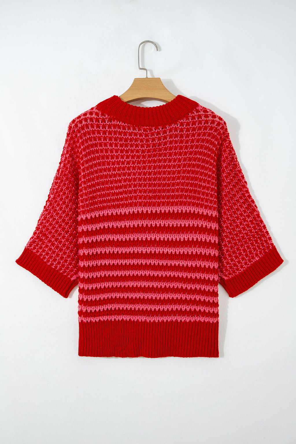 Striped 3/4 Draped Sleeve Slouchy Sweater