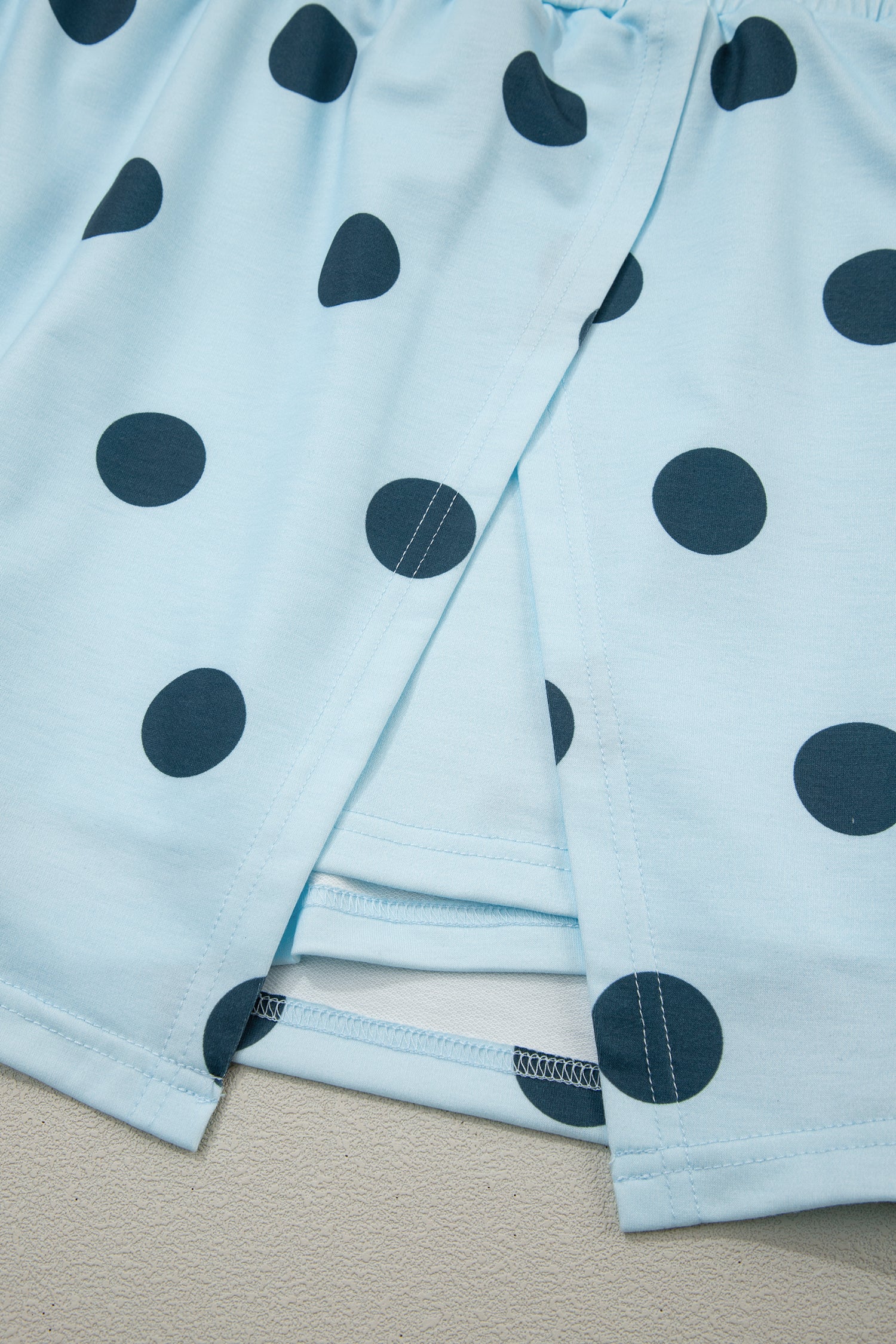 Ribbed Trim Polka Dot Print Tank Split Mini Skort 2pcs Set