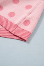 Polka Dot Puff Short Sleeve Sweater Top