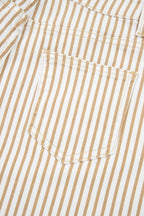 Khaki Stripe Casual Barrel Jeans