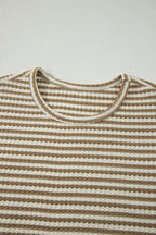 Striped Breathable Textured Knit Short 2pcs Set